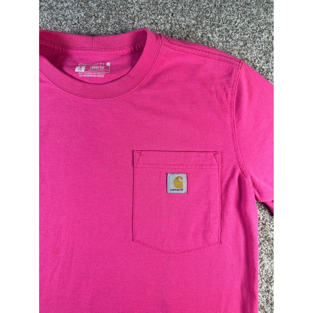 Carhartt K87-W Pink Short Sleeve Pocket T-Shirt Loose Fit Womens Small 4-6